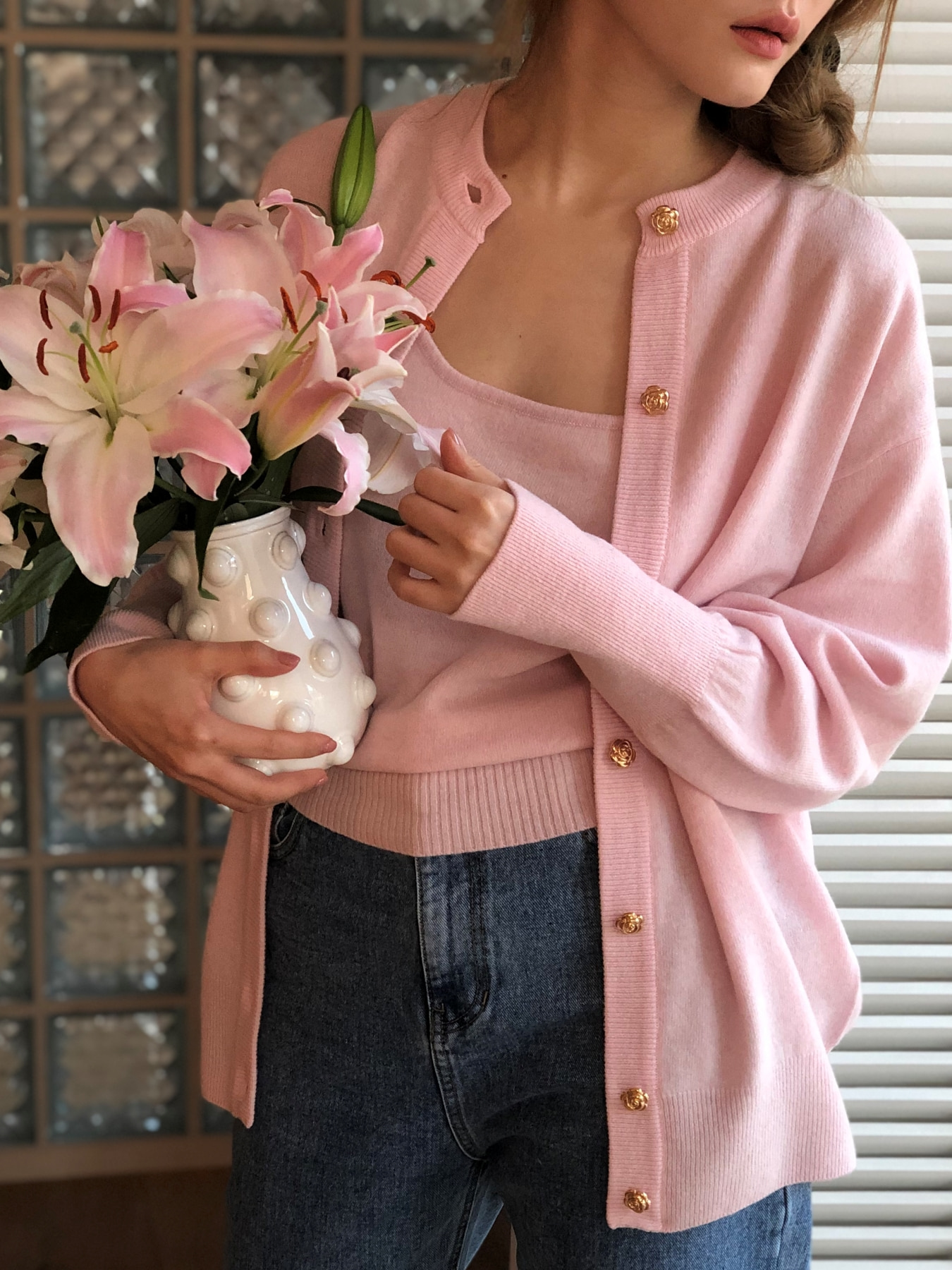 ROW CASHMERE WOOL CARDIGAN (PINK)
